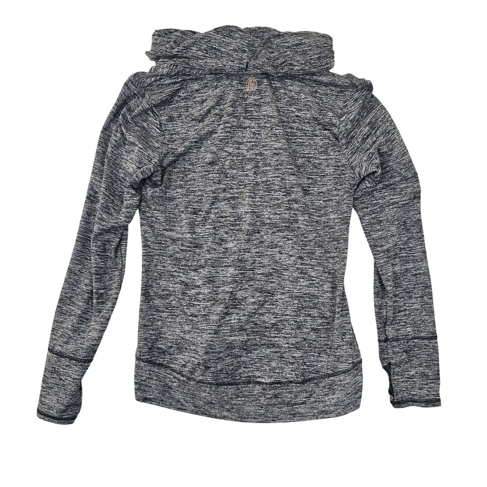 Balance Collection Womens Medium Space Dye Cowl Neck Thumbhole Athletic Top Gray